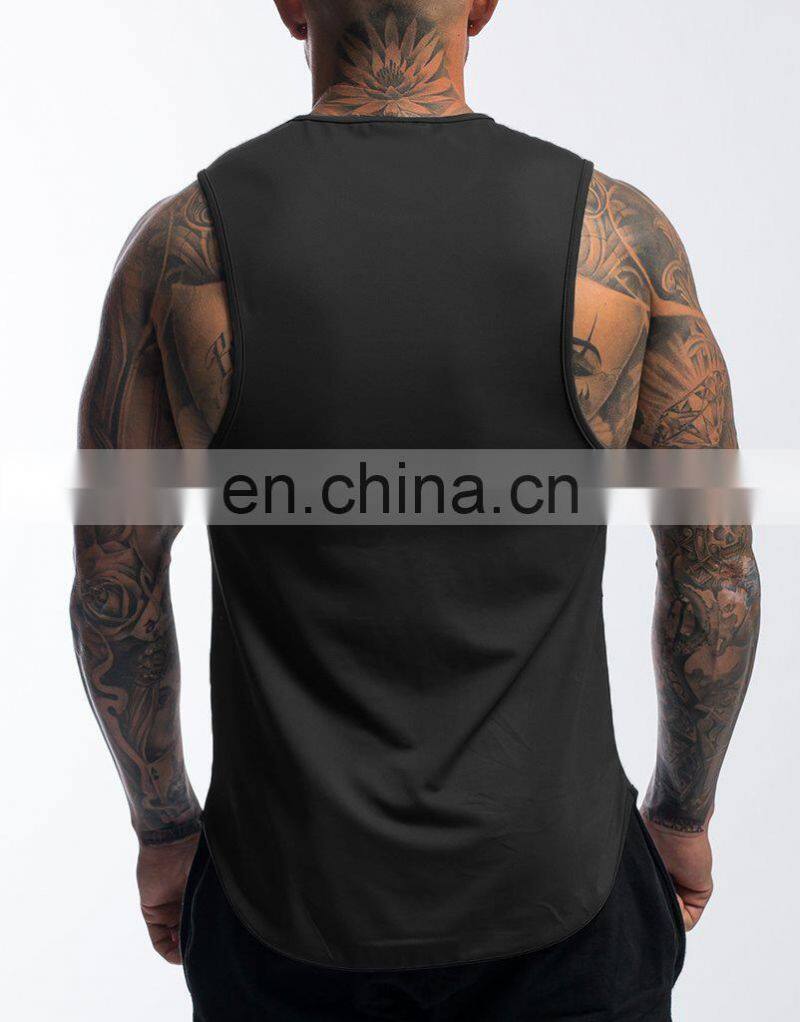Polyester Oversized Mens Tank Tops Zip Pockets Workout Oem Bodybuilding Gym Shirts