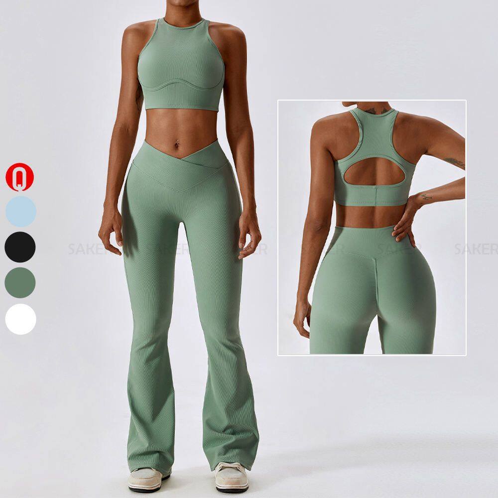 Seamless Gym Fitness Sets 4 Piece Yoga Sets Womens Clothing Sportswear Sexy Sports Bra Workout Yoga