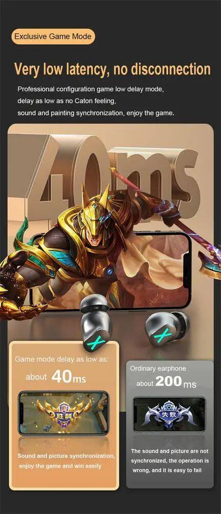 TWS K89 Bluetooth-compatible Earphones In-ear Noise Cancel Mechanical Style Wireless E-sports Gaming Headsets for Mobile Phone