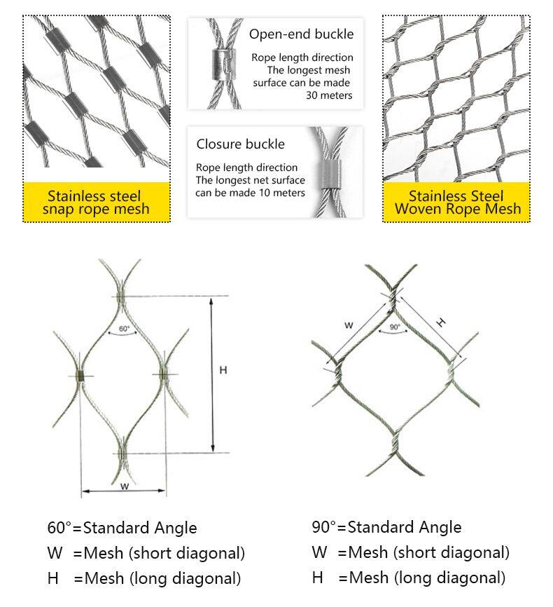 Zoo-specific Ecological Mesh/Tiger Enclosure Mesh/hand-woven Stainless Steel Rope Mesh