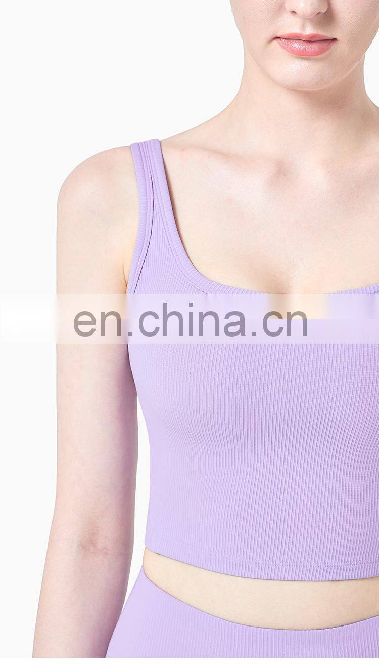 Women Athletic Underwear Sport Vest Yoga Fitness Bra Wear Active Tank Top Ribber Running Yoga Bra