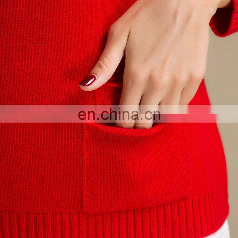 Lady's Thick Winter Crew Neck 7GG Cashmere Sweater Comfortable Women's Clothing