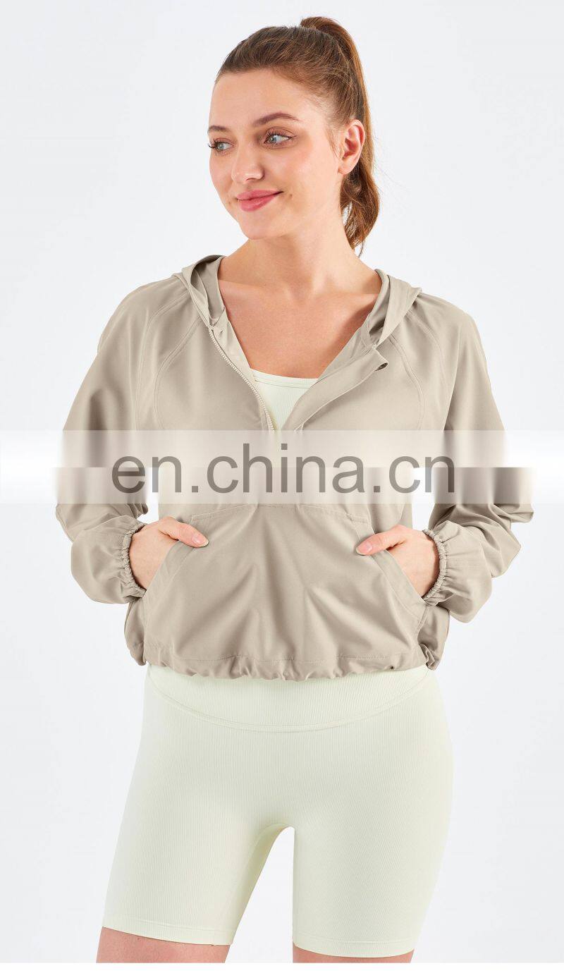 New Drop Women's Jackets Waterproof Sun UV Protection Run Half Zipper Hoodie Yoga Jacket