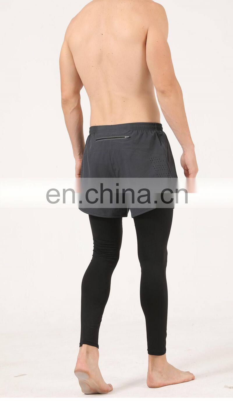 Quick-Drying Men's Leggings Casual Tights Body Two Pieces Running Fitness Sports Shorts