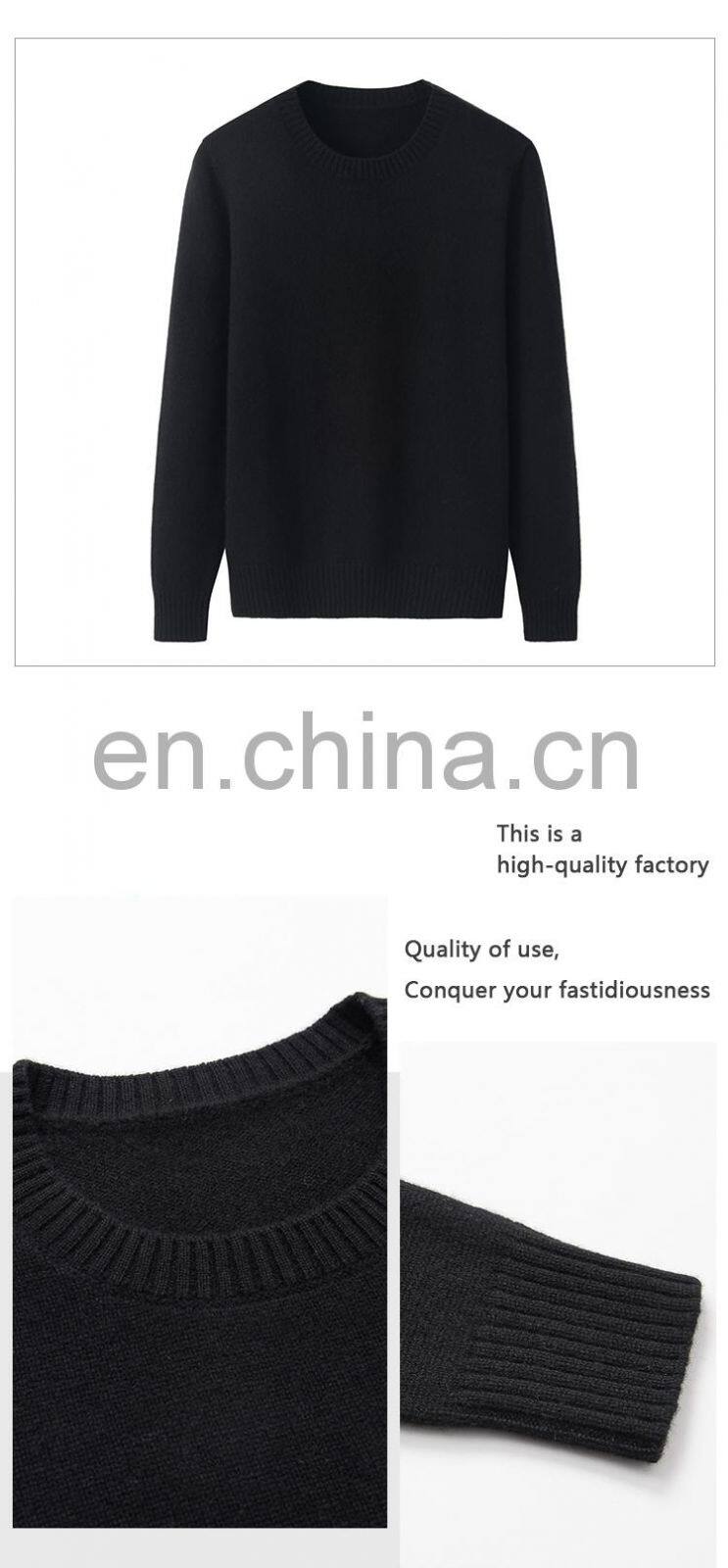 100% Cashmere Winter Pullover round O-Neck Solid Pattern Casual Style Long Sleeves Thick Sweater with Front Logo