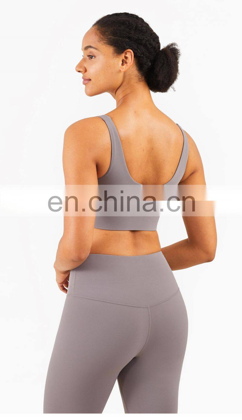 LOLOLULU Private Label Women Gym Yoga Bra V Neck Tank Top Fitness Athletic Clothes