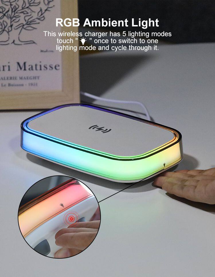 Portable RGB Wireless Smart Charger for iPhone 13/14/15 Watch Power Bank Mobile Phone Microphone with Light Colorful