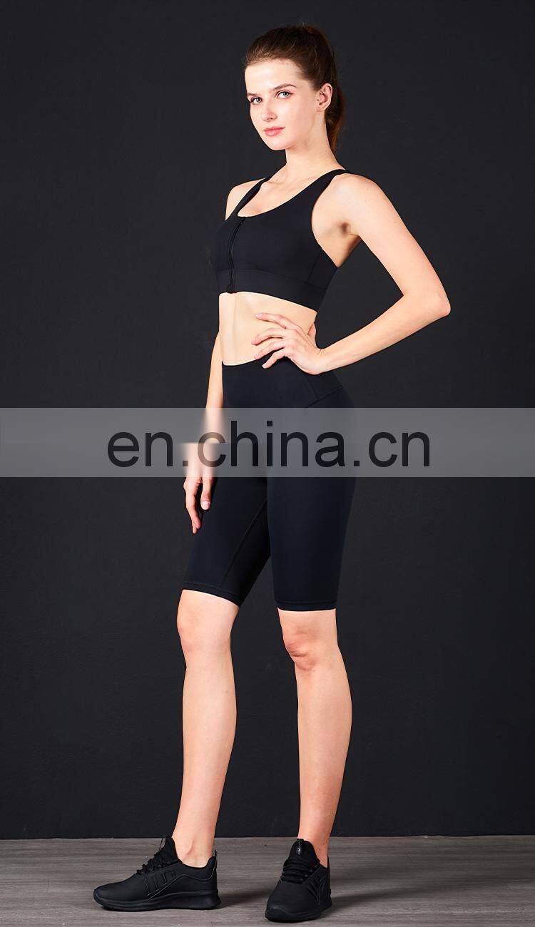 New Customized Front Zipper Shockproof Sports Bras Workout Fitness Yoga Tops
