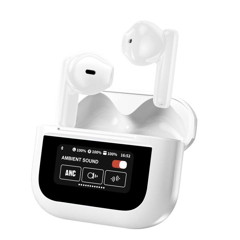 ANC ENC Earbuds With LCD Colorful Touch Screen TWS Wireless Stereo Type-C Headphones