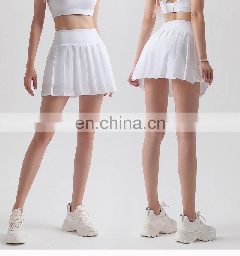 Newly 2 In 1 Pleated Tennis Skirt Quick Drying Sports Skirts Shorts With Side Pockets