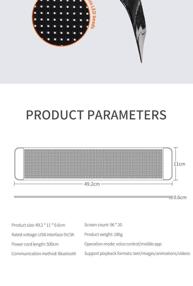 Super Bright Led Screen Led Scrolling Display Screen Sticker APP Programmable Soft Led Displays Flexible Led Screen for Car
