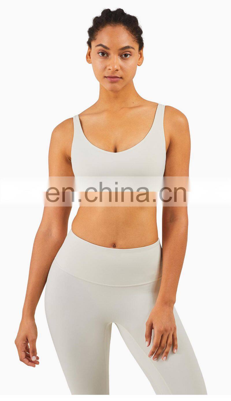 LOLOLULU Private Label Women Gym Yoga Bra V Neck Tank Top Fitness Athletic Clothes