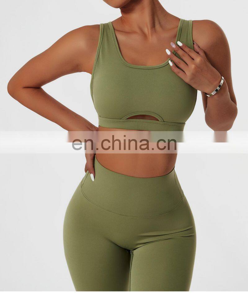 Wide Shoulder Straps Sexy Sports Bras Wholesale Backless Four Way Stretch Yoga Tops