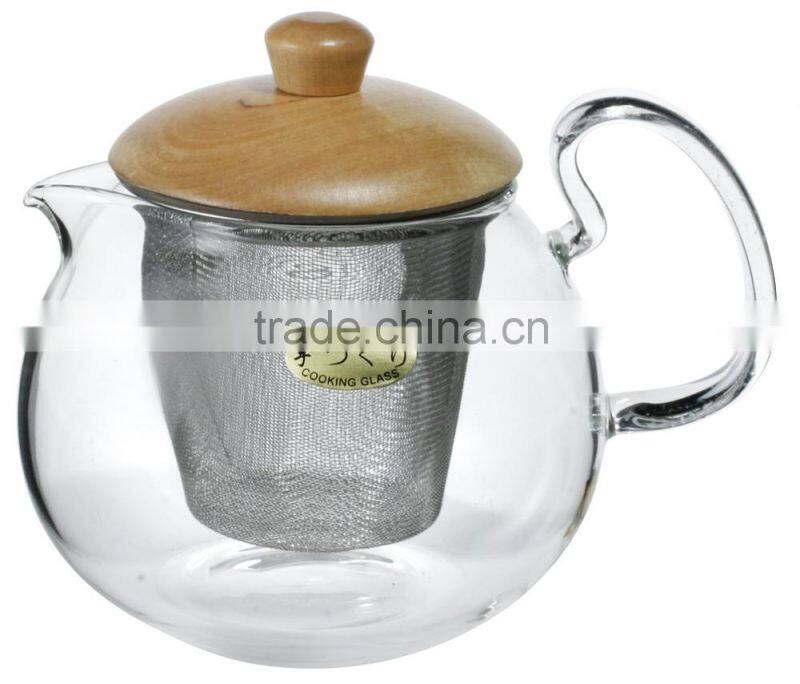 Handmade 3.3 high borosilicate heat fire resistant glass teapot with