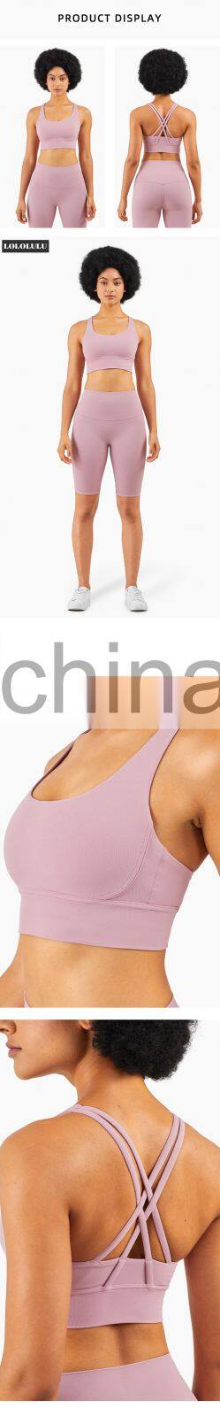 LOLOLULU durable using low price sexy yoga top bra ribbed yoga raceback bra
