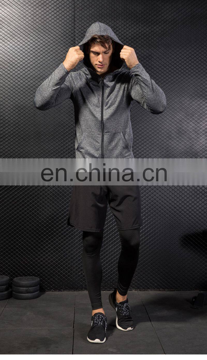 Fitness Running Training Men's Jacket Long Sleeve Zip Casual Hoodie Quick Dry Sport Jacket