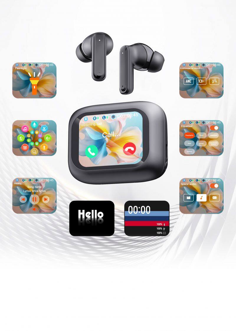 LCD screen TWS earbuds ENC ANC Noise Reduction Earphone HD call TWS Earbuds