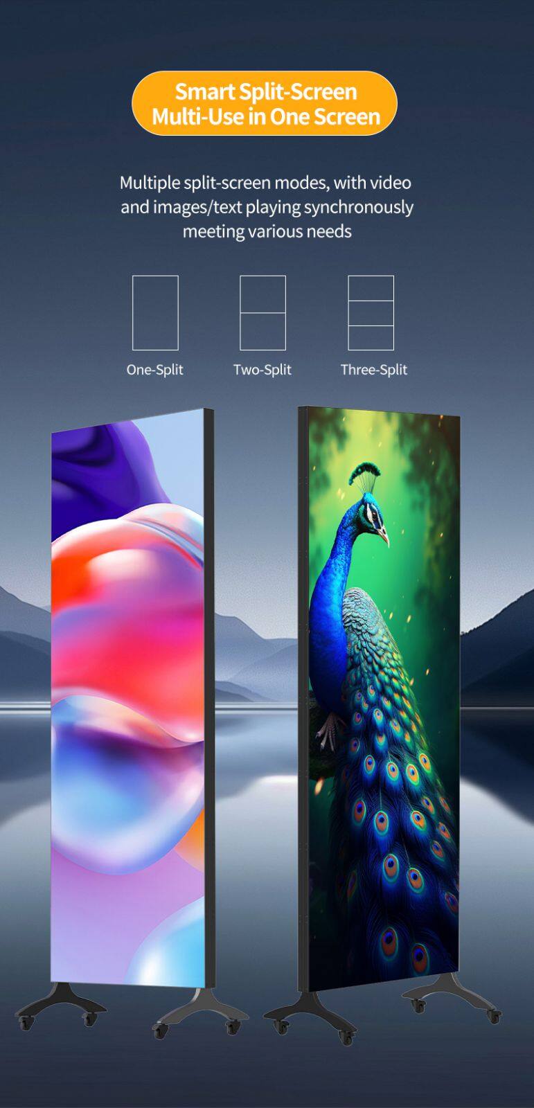 Super High Brightness Indoor Portable LED Display Double Side and Tri-Fold Poster Screen for Advertising