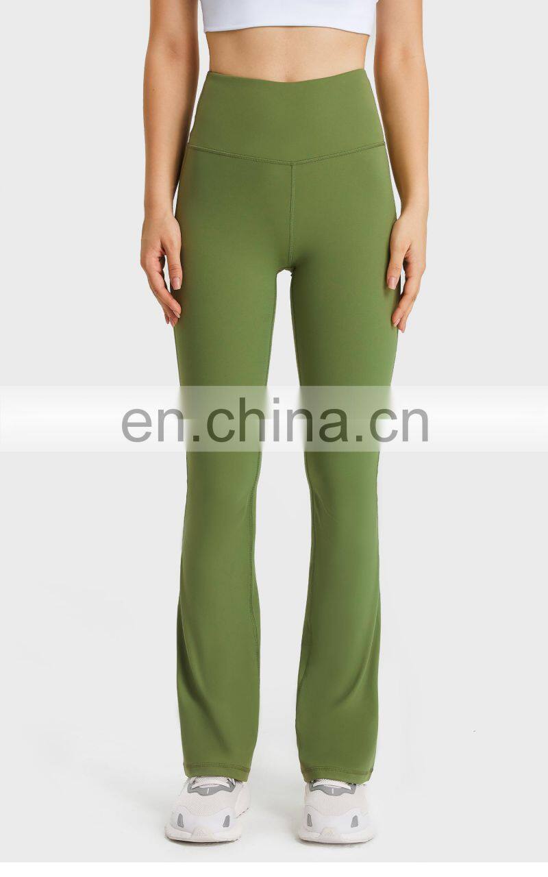 Custom High Waist Flare Running Fitness Pants Scrunch Butt Yoga Breathable Leggings