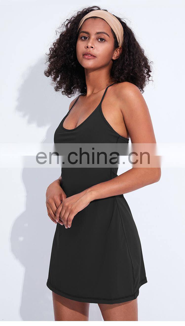 Women Golf Dress Y Back 2-in-1 Shorts Side Pocket Golf Tennis Dress Golf Skirt Comfort fabric