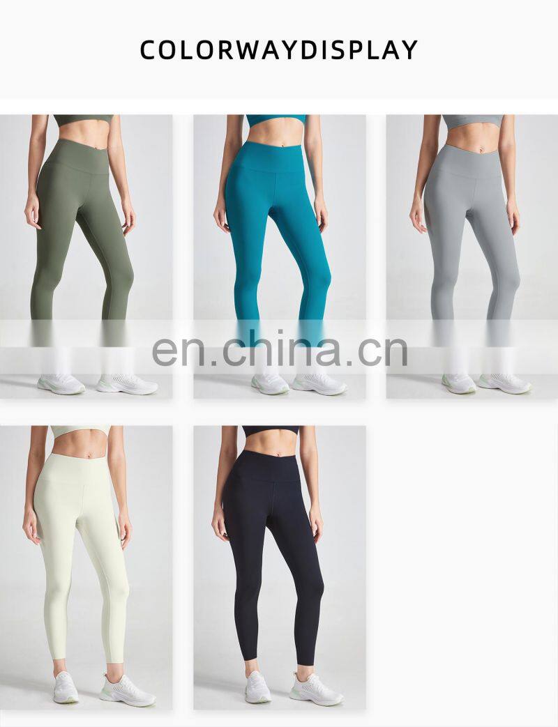 New Arrival Half Cross Waist Yoga Leggings With Seamless Leg Opening Gym Sports Pants