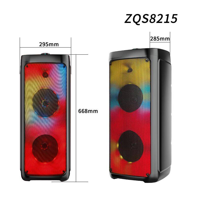 ZQS8215 Karaoke deep bass 40W power dual 8 inch speaker wireless party speaker for outdoor