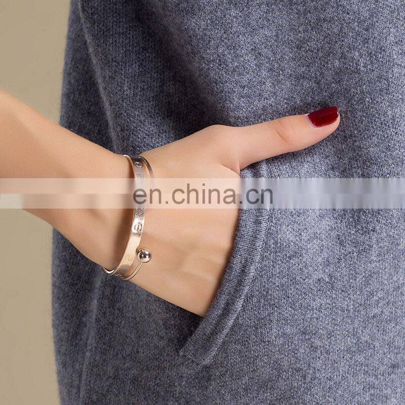 High Quality 100% Cashmere Knitted Coat Long Hooded Cardigan with Casual Style Solid Pattern for Winter Season