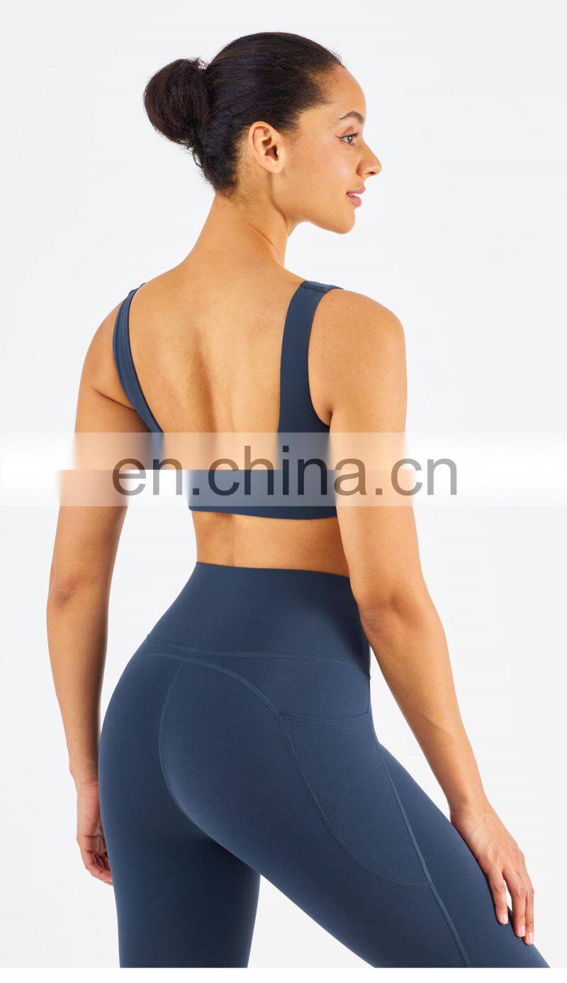 US Size High Stretch Yoga Bra Full Cover Fitness Sexy Woman Sports Bra Top Fitness Square Neck