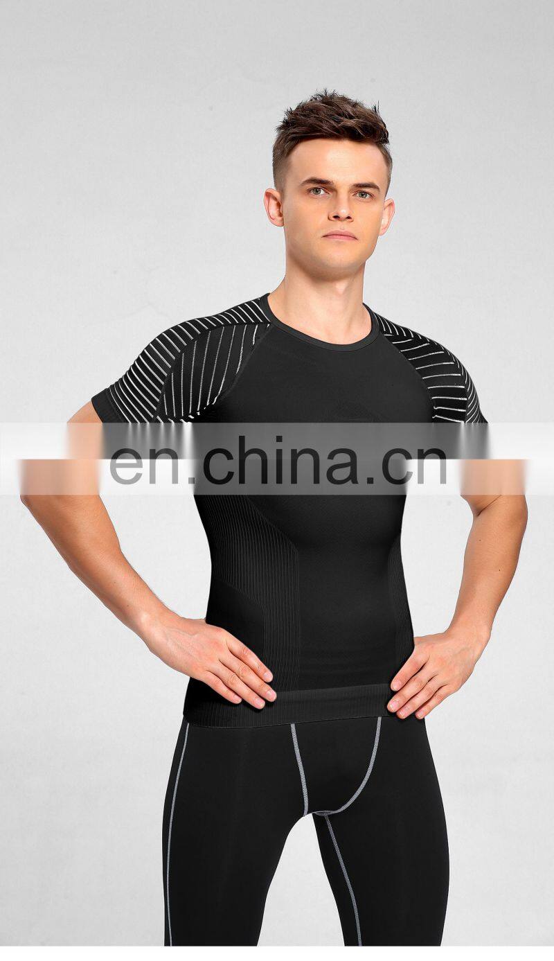 Wholesale New Ribbed Knitted Sports Men's T Shirts Breathable Training Shirt