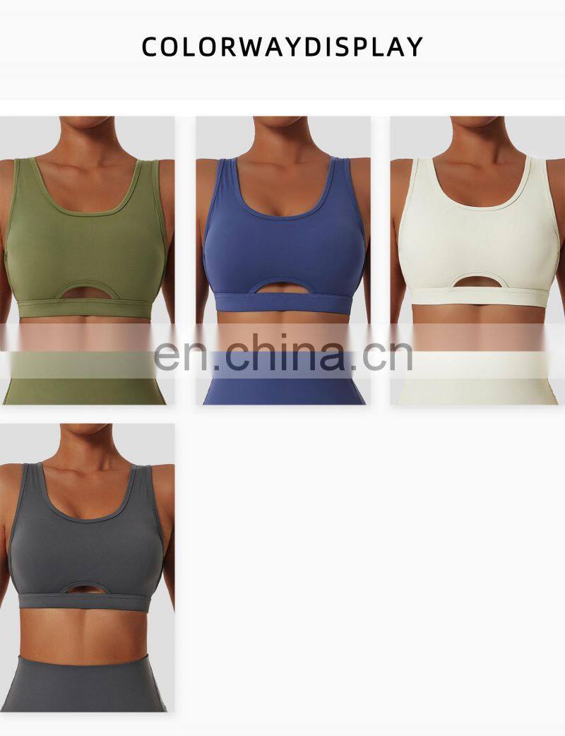 Wide Shoulder Straps Sexy Sports Bras Wholesale Backless Four Way Stretch Yoga Tops