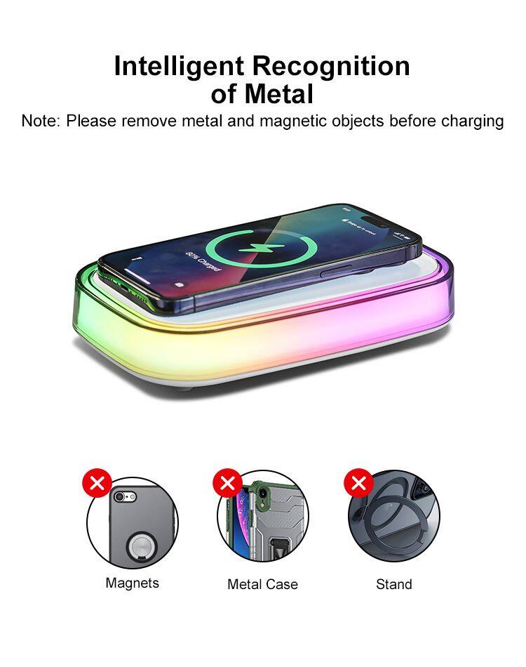 Portable RGB Wireless Smart Charger for iPhone 13/14/15 Watch Power Bank Mobile Phone Microphone with Light Colorful