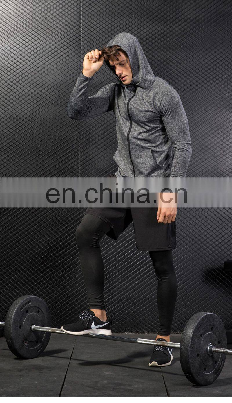 Fitness Running Training Men's Jacket Long Sleeve Zip Casual Hoodie Quick Dry Sport Jacket