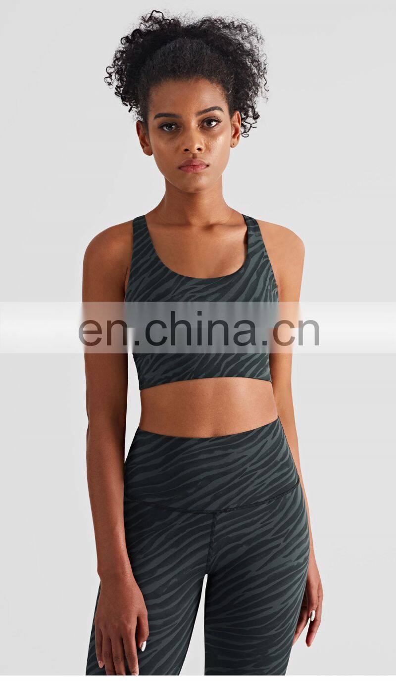 2022 Tie Dye Custom Women Nude Yoga Bra For Running Athletic Shockproof Padded Sports Bra