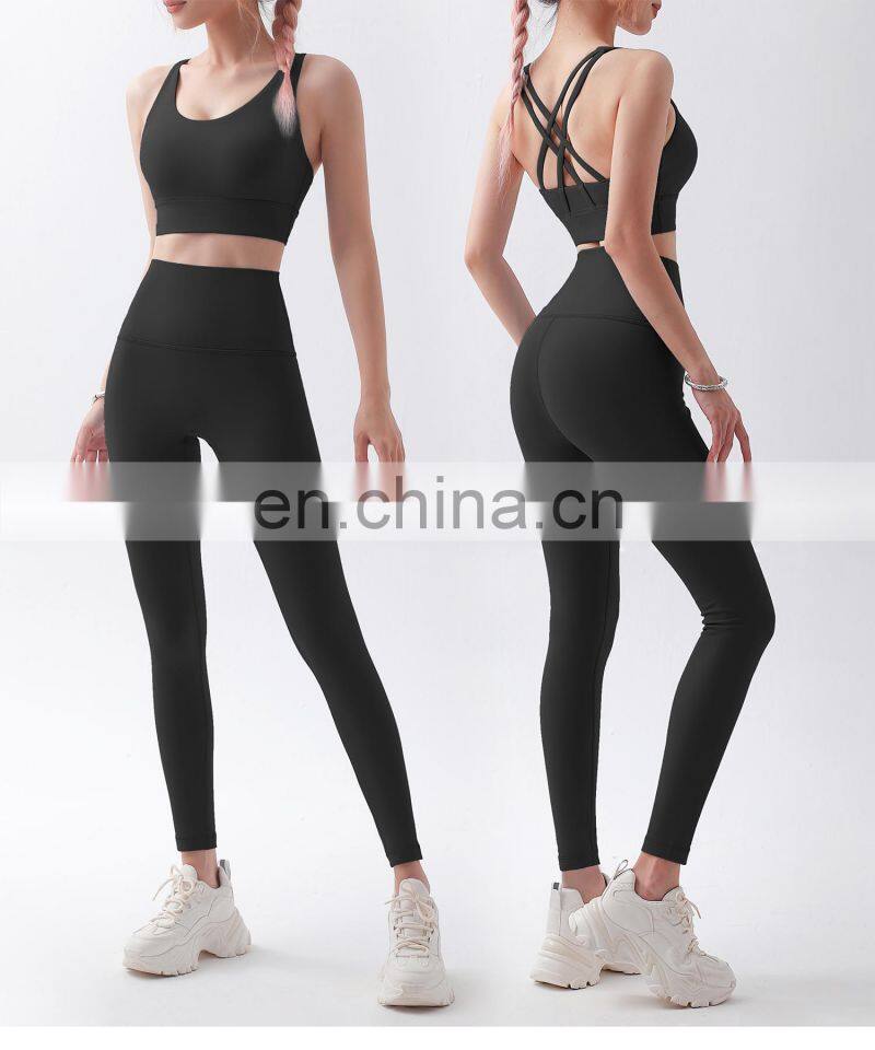 Tik Tok Winter Fleece Backless Yoga Fitness Sets U Neck Padded Warm Shell Sports Bras