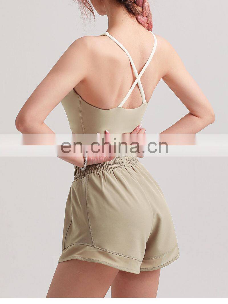 New Style Women Contrast Color Sports Fitness Bras Cross Back Gym Workout Tops