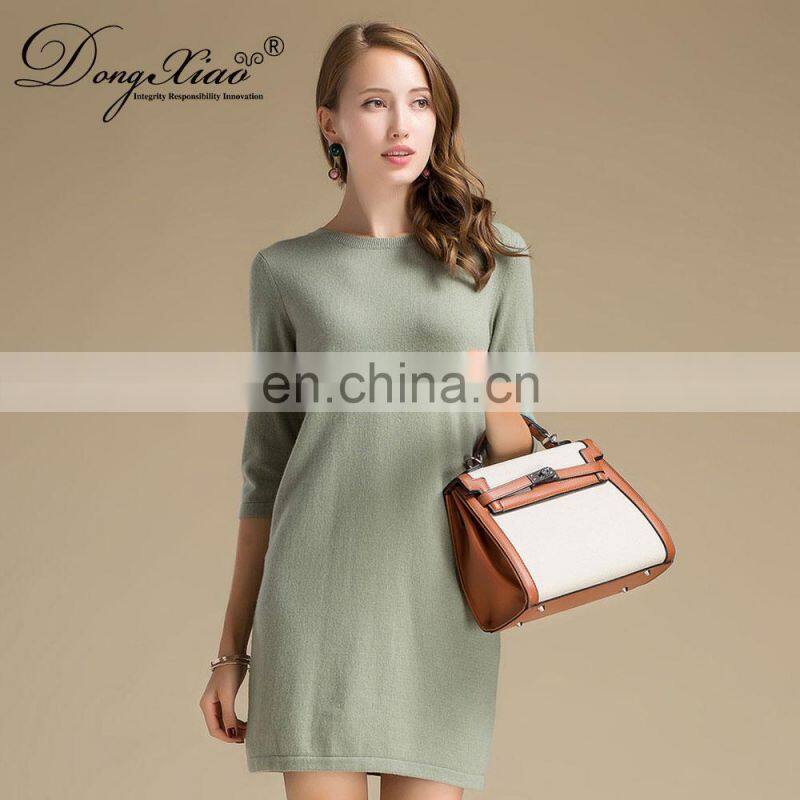 Basic Design Women's Causal Knit O-Neck Cashmere Sweater OEM Service Available