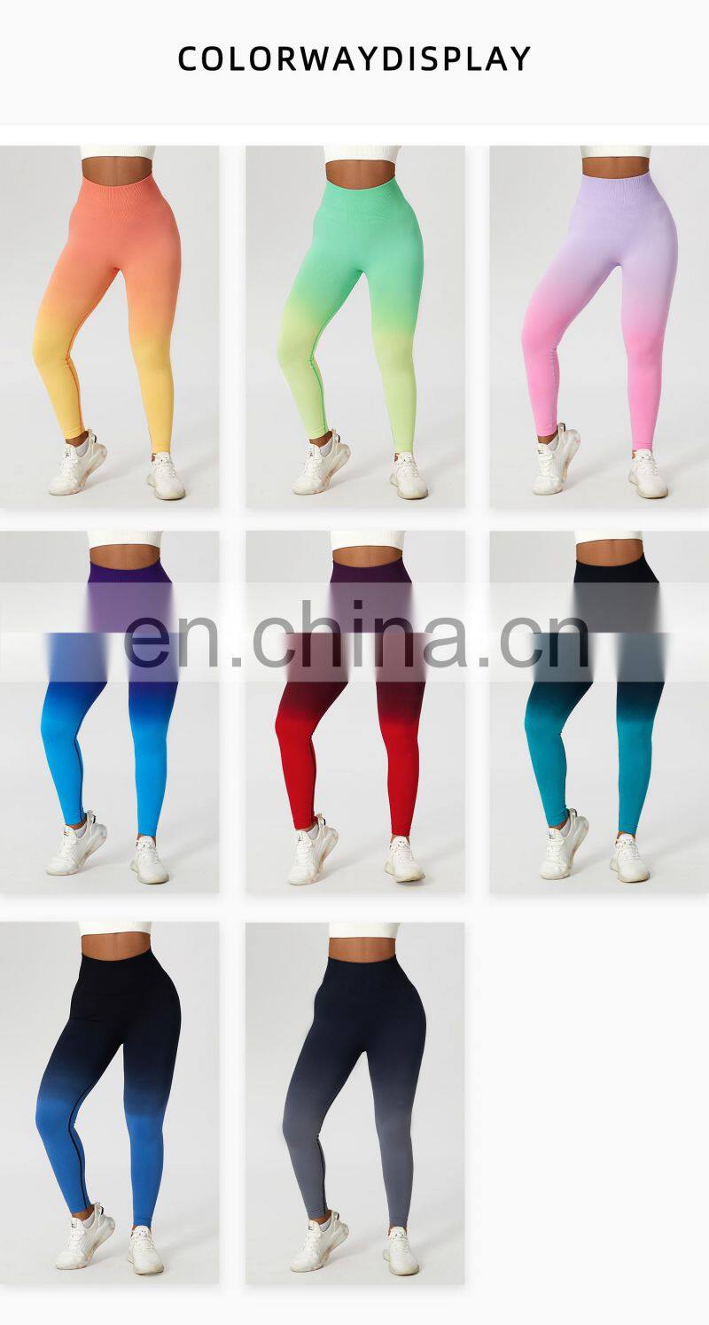 Seamless Contrasting Colors Scrunch Butt Sports Leggings Custom High Waist Yoga Pants