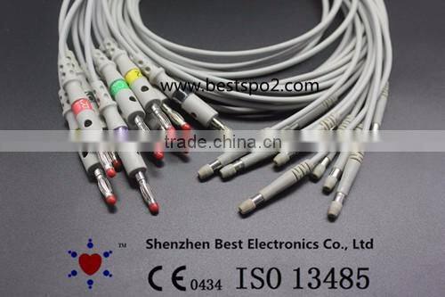 welchallyn是什么牌子Welch Allyn 10 Leads EKG Cable and Leadwires,Banana 4.0 Plug IEC Compatible With CP 100, CP 200-上海聚慕医疗器械有限公司
