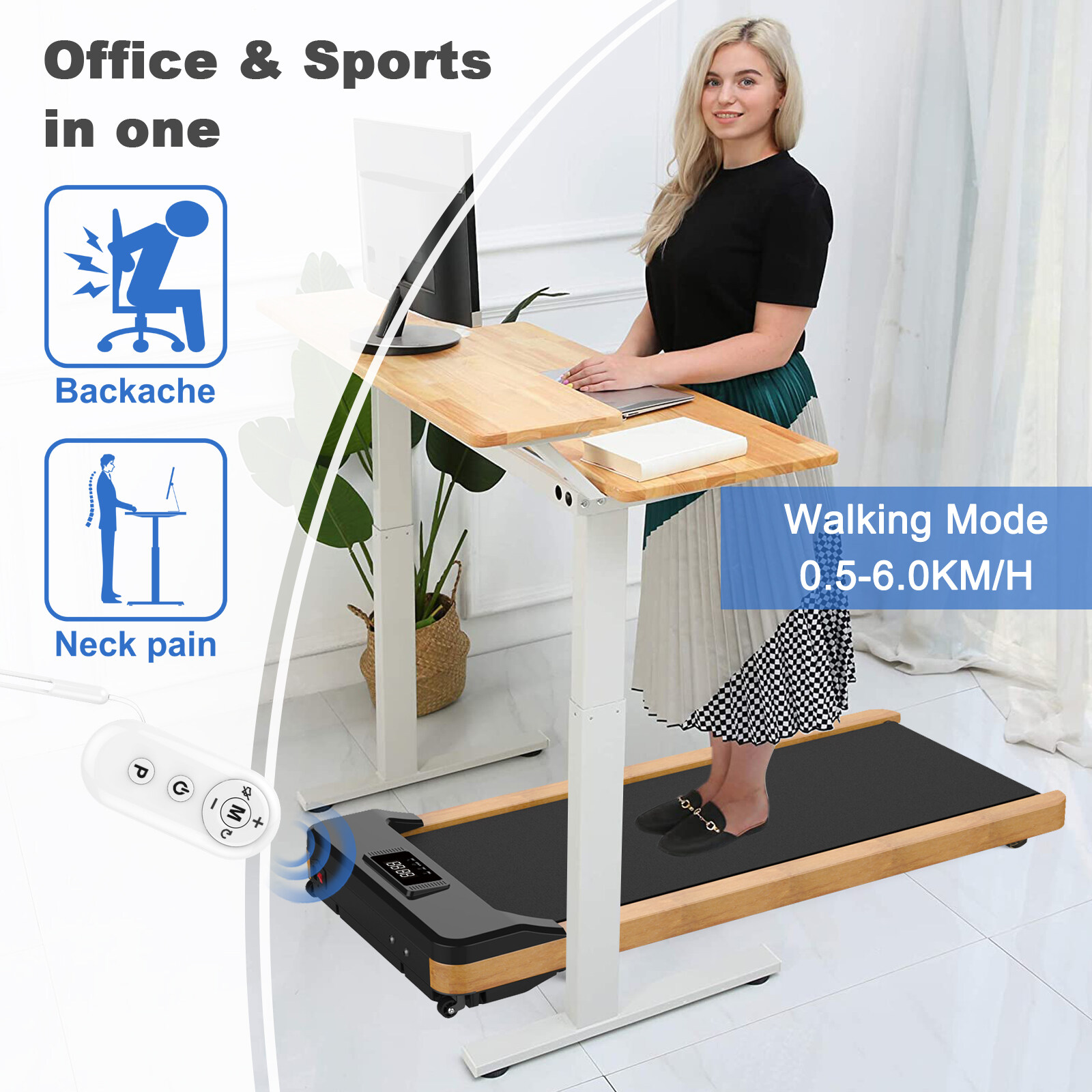 Rubber Wood Home Treadmill