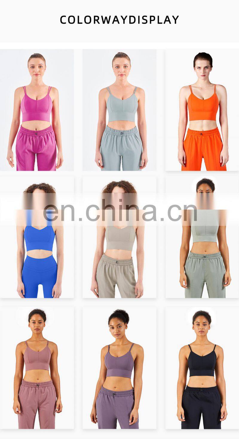 Wholesale Double Straps Low Cut Sports Bra Workout High Strength Yoga Tank Top Widen Hem