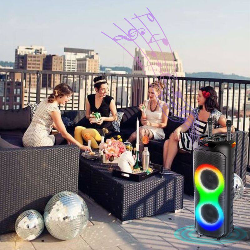 ZQS10215 super power 60W wireless 10-inch*2 deep bass OEM party speaker with colorful lights