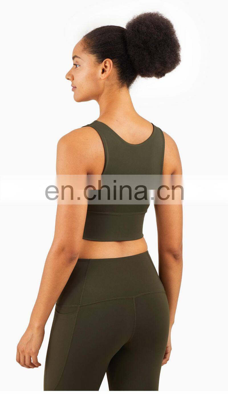 Fashion Custom Sports Bra With High Neck Running Shockproof Yoga Bra Fitness Tank Top Women
