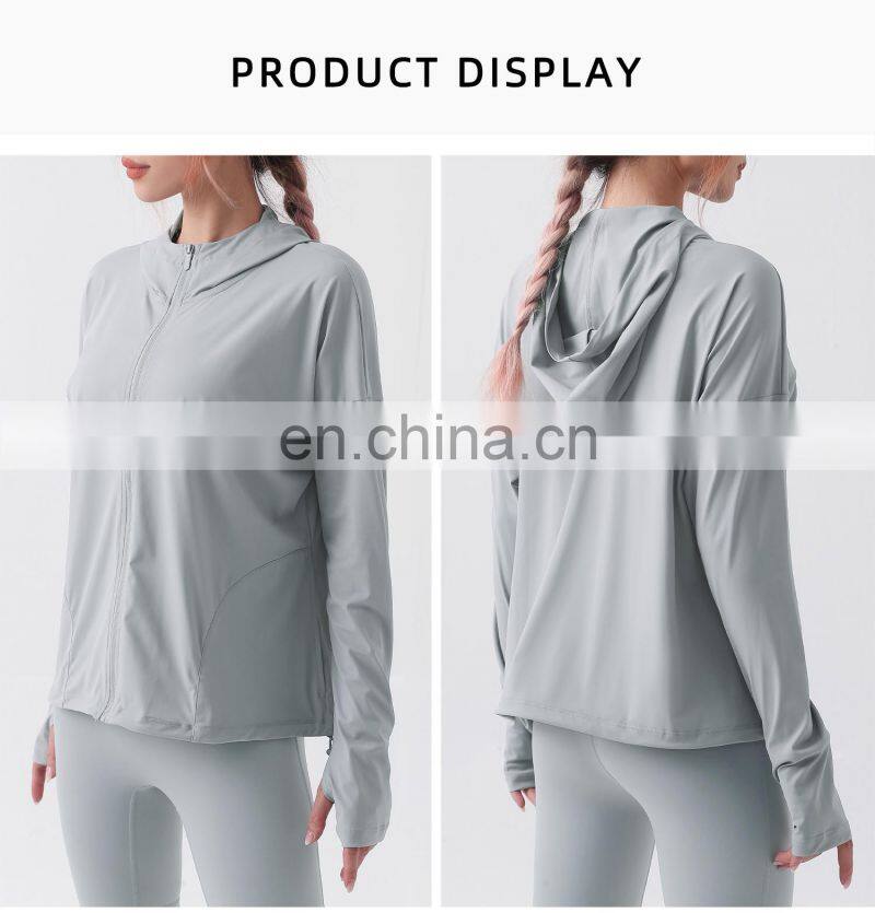 ECO Womens Sports Running Yoga Jacket Full Zip Track Turtleneck Gym Workout Top