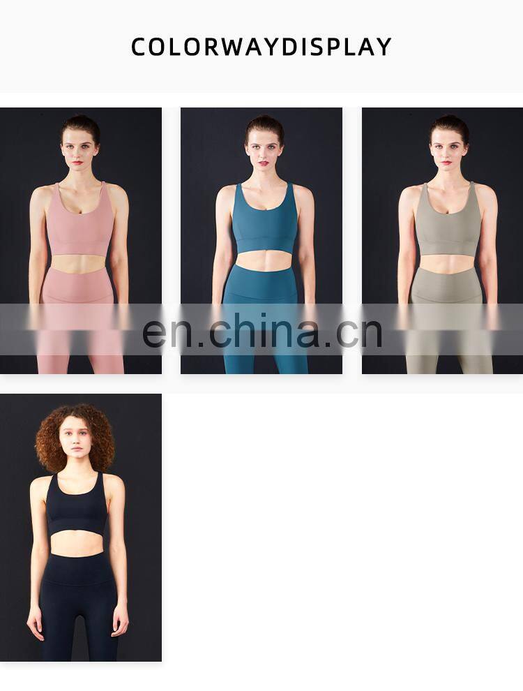High Impact Women Workout Tops Fitness Sports Bra Hollow Ross Back Running Gym Yoga Bra