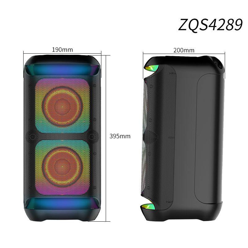 ZQS4289  wireless portable 16W power 2*4 inches subwoofer bluetooth speaker with colorful lights