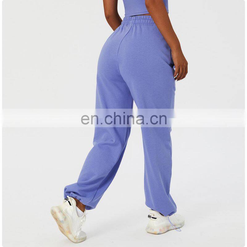 Custom Workout Adjustable Blank Jogger Pants Women Side Pockets Gym Sports Leggings