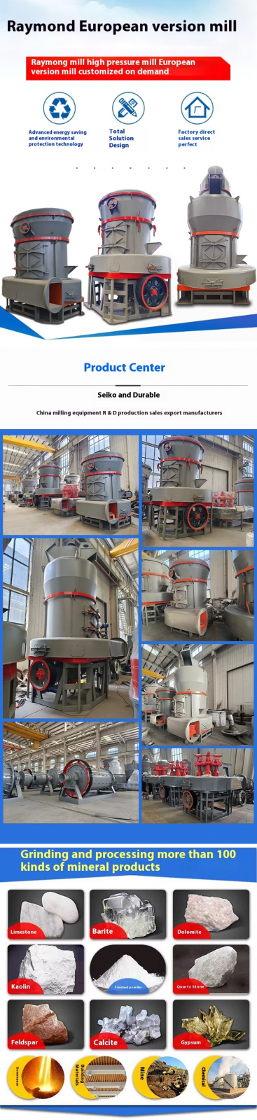 Mini Grinding Raymond Mill for Gypsum Limestone Dolomite Potash Feldspar Talc Powder Mill Production Line