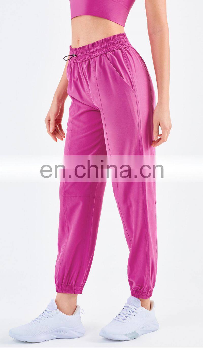 UV Protection Outdoor Sweatpants Drawstring Gym Jogger Woman Yoga Pants With Pocket