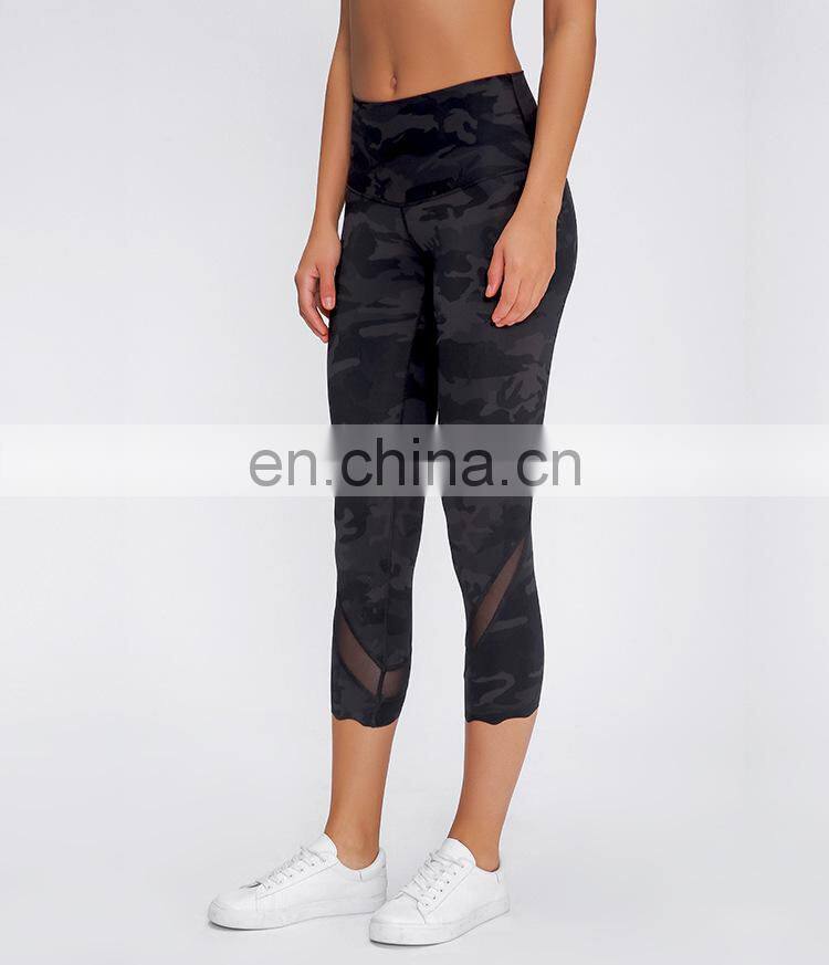 Top Quality Nylon Spandex Nude Feeling Women Yoga Wear Custom 3/4 length training yoga pants