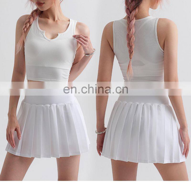 Wholesale Ribbed V Neck Crop Women Tank Tops High Elastic Gym Casual Sports Vest